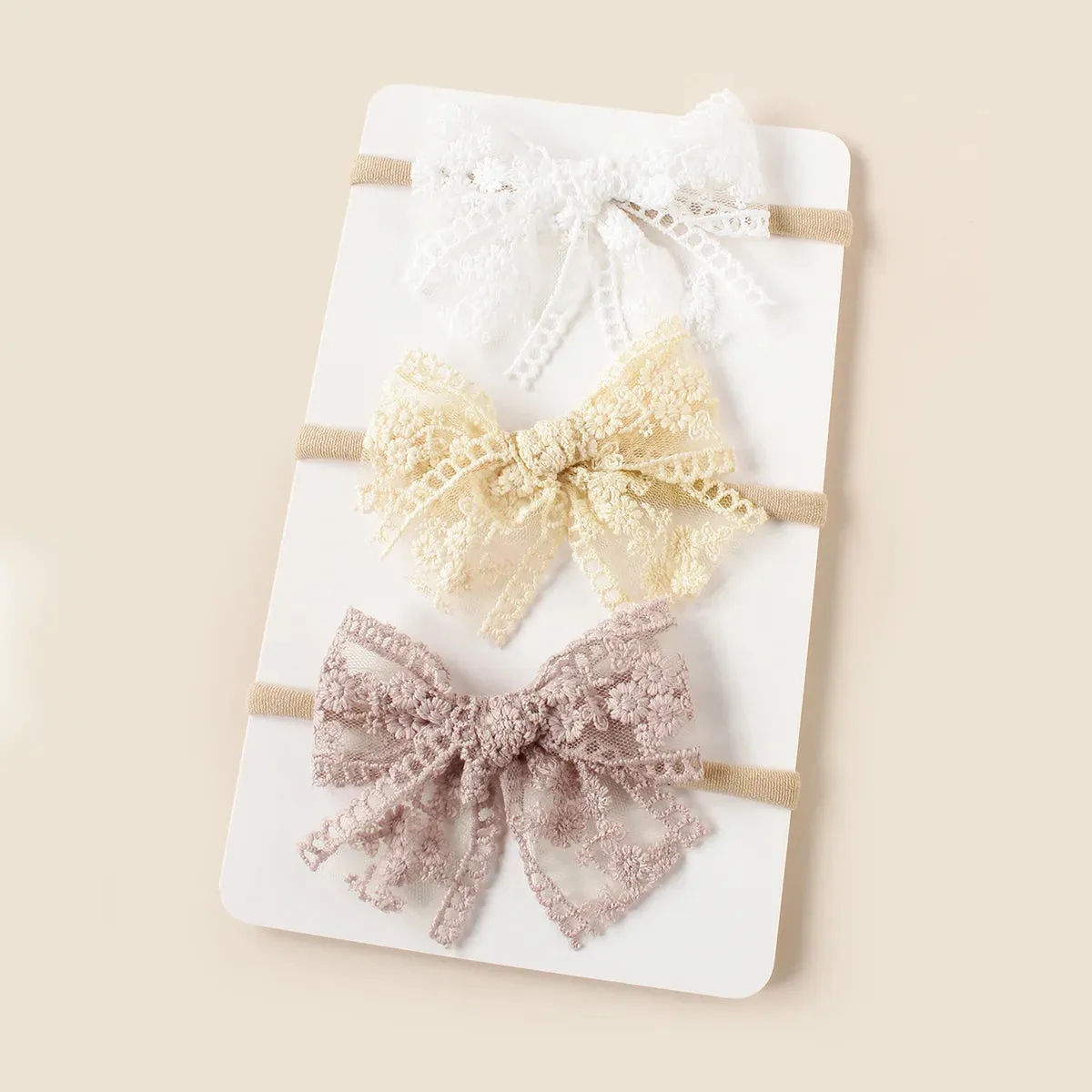 Lace Bow Headband - Pack of 3