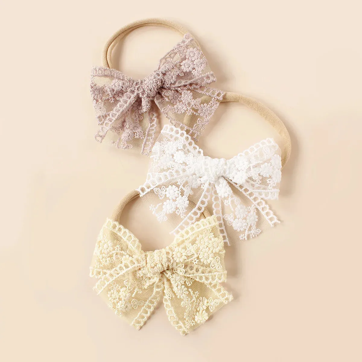 Lace Bow Headband - Pack of 3