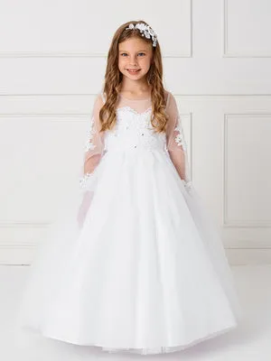 Large Bow & Long Sleeves Dress