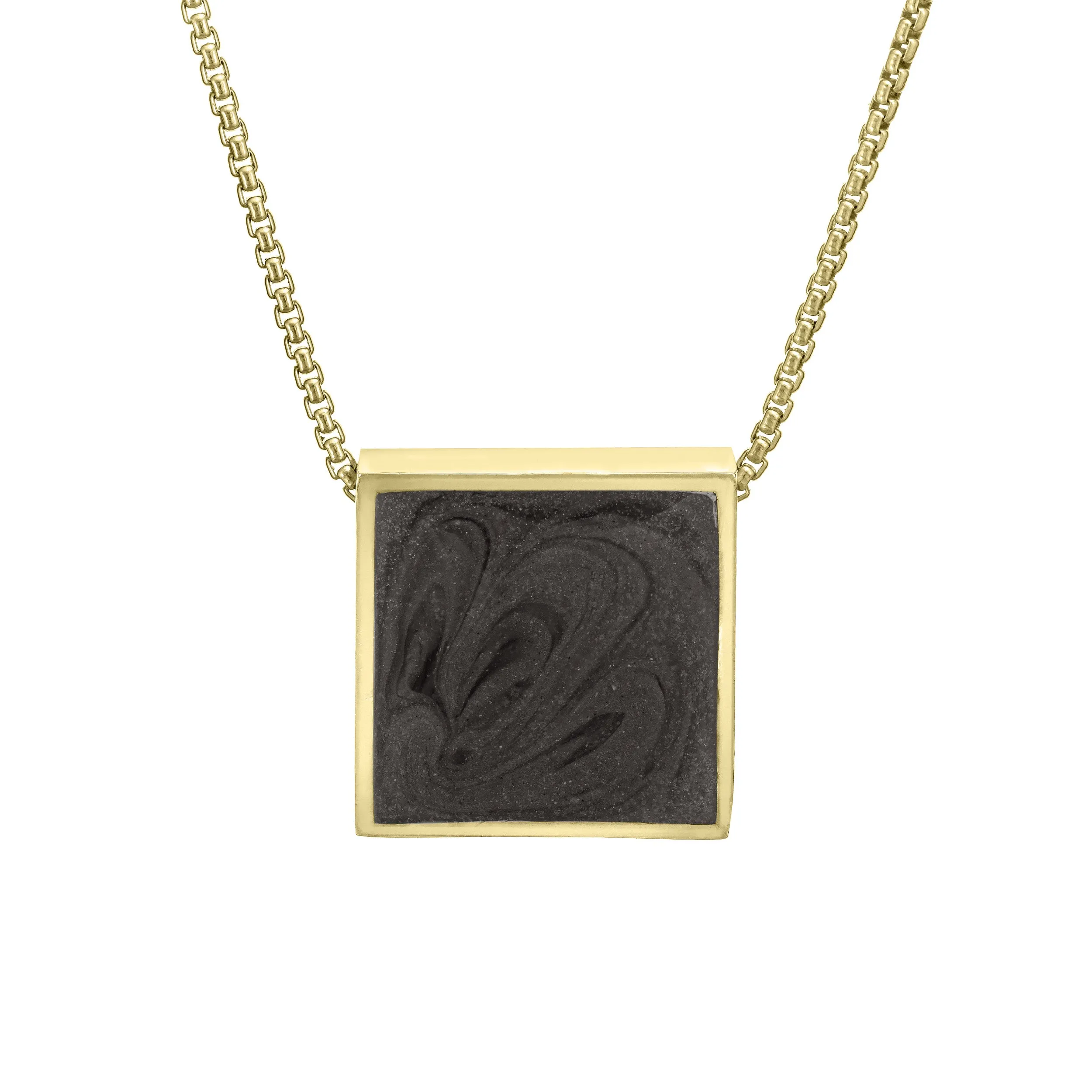 Large Sliding Square Cremation Necklace in 14K Yellow Gold
