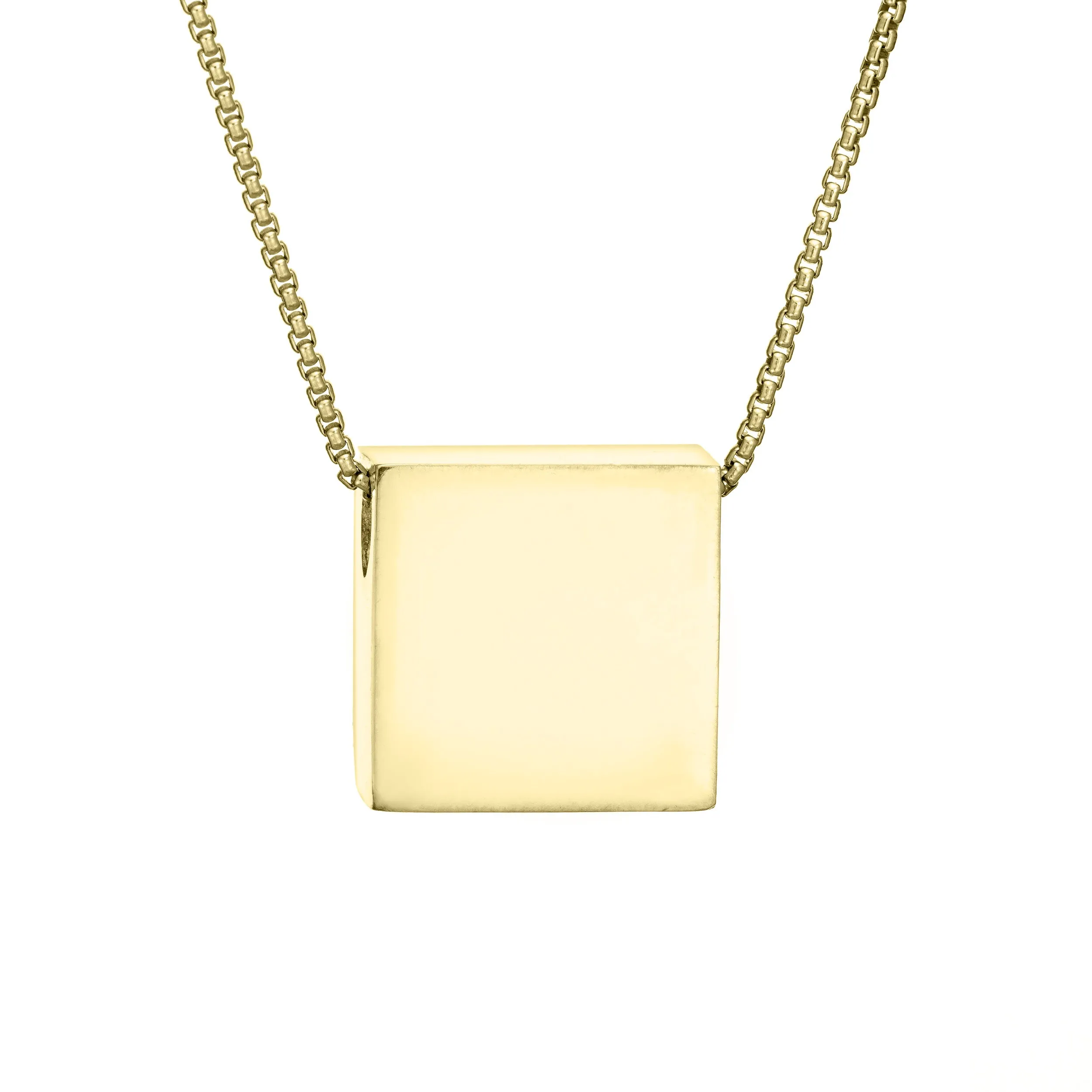 Large Sliding Square Cremation Necklace in 14K Yellow Gold