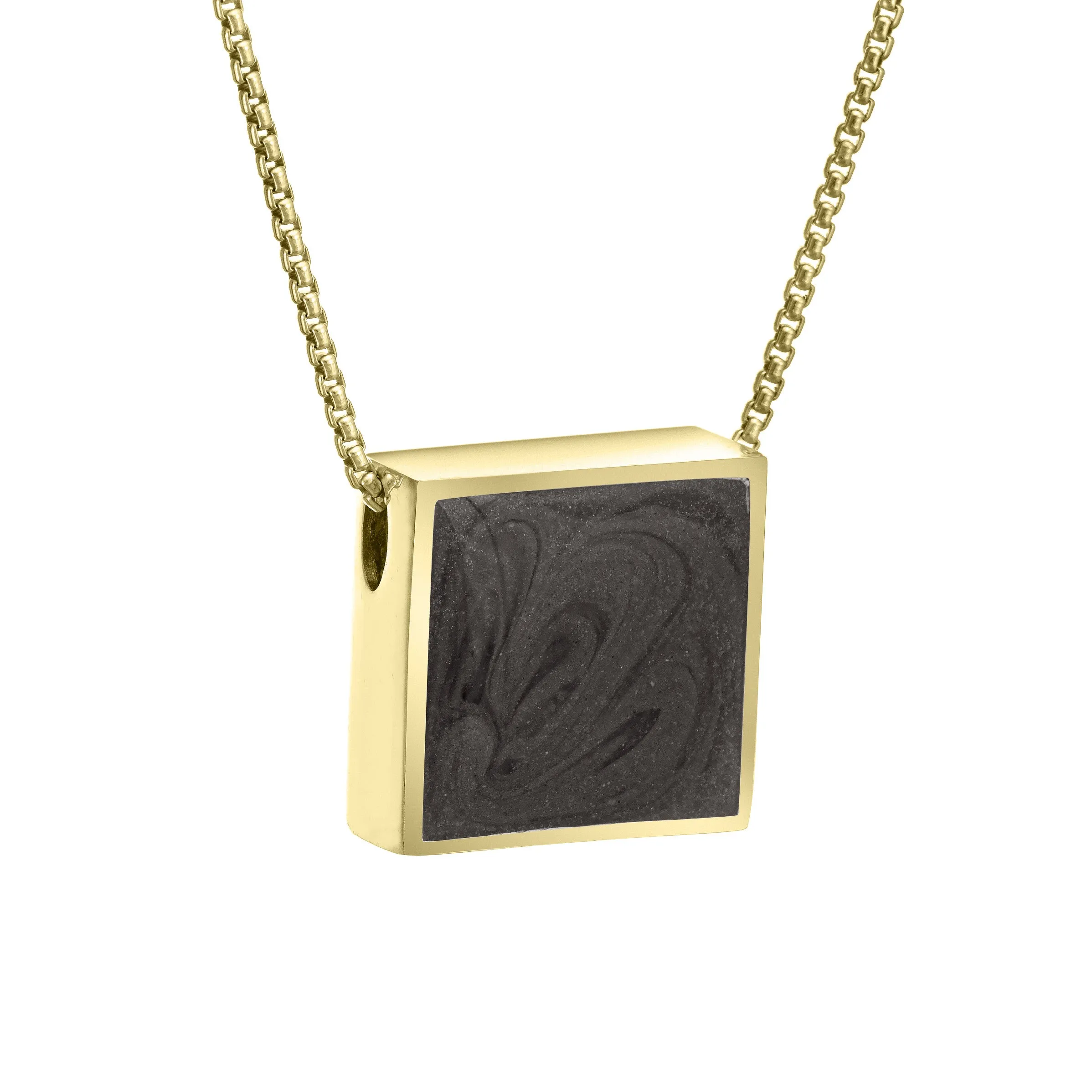 Large Sliding Square Cremation Necklace in 14K Yellow Gold