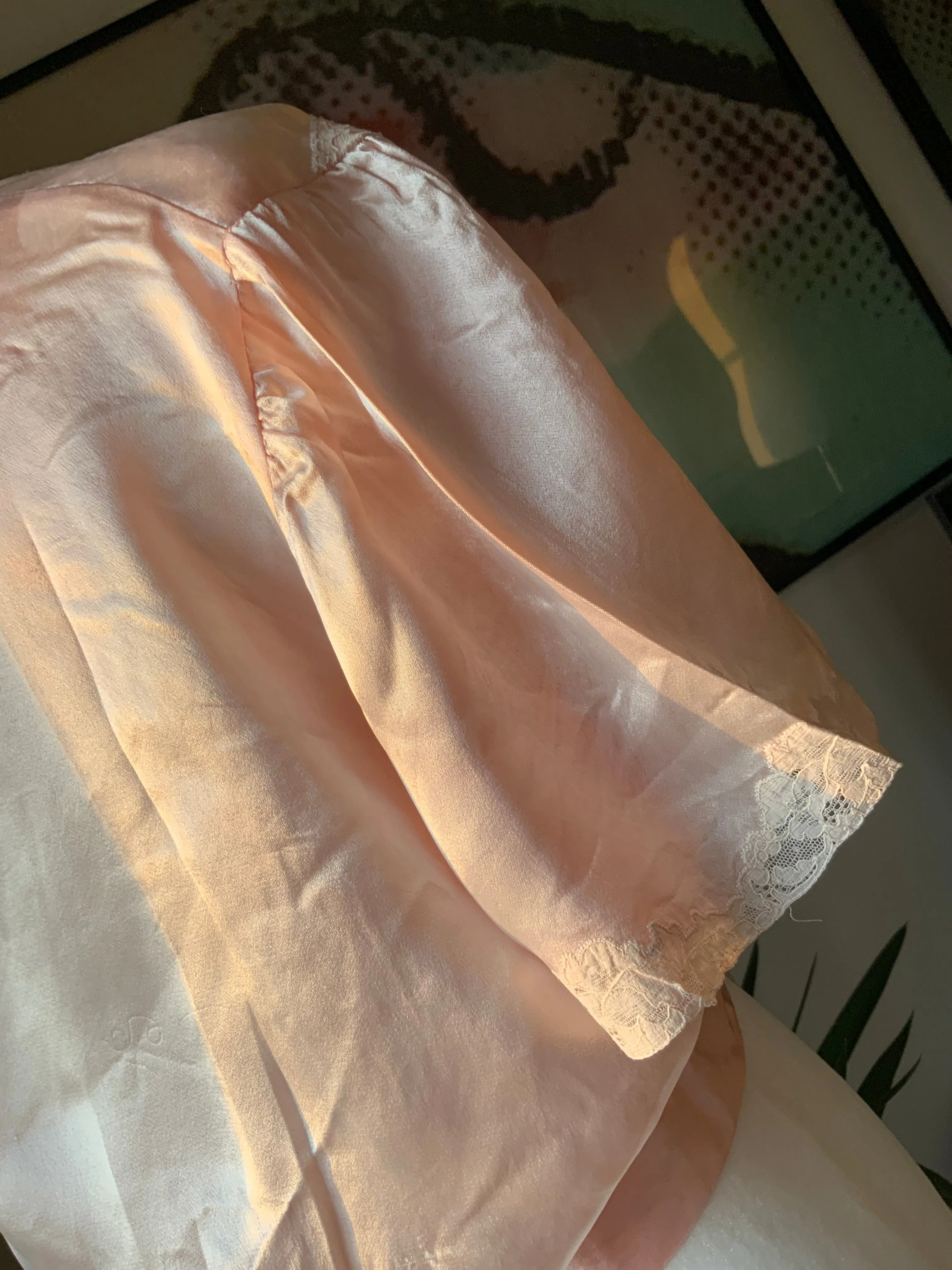 Light Pink Satin Bed Jacket - 50s - 50A