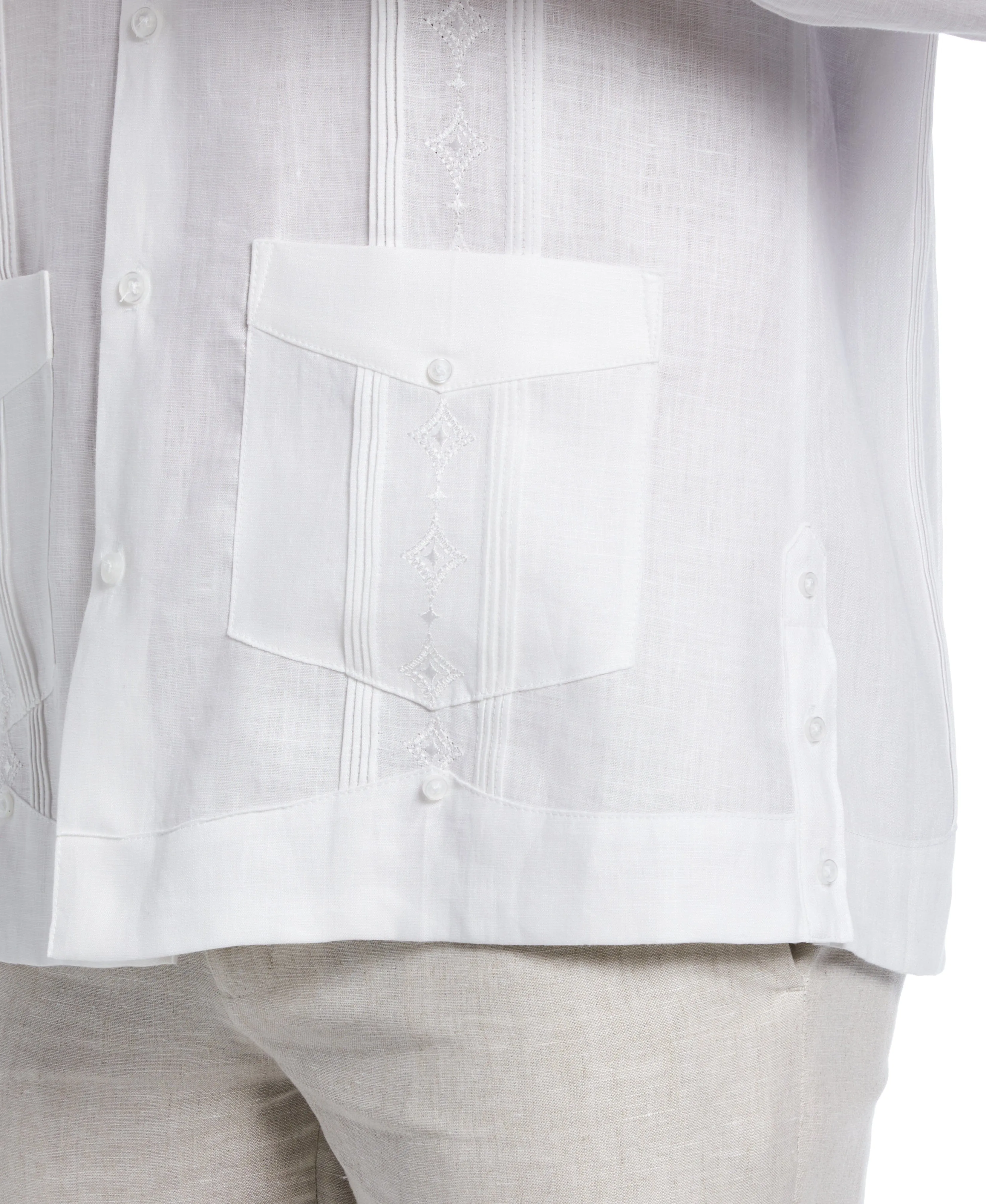 Linen Embroidered French Cuff Guayabera Shirt