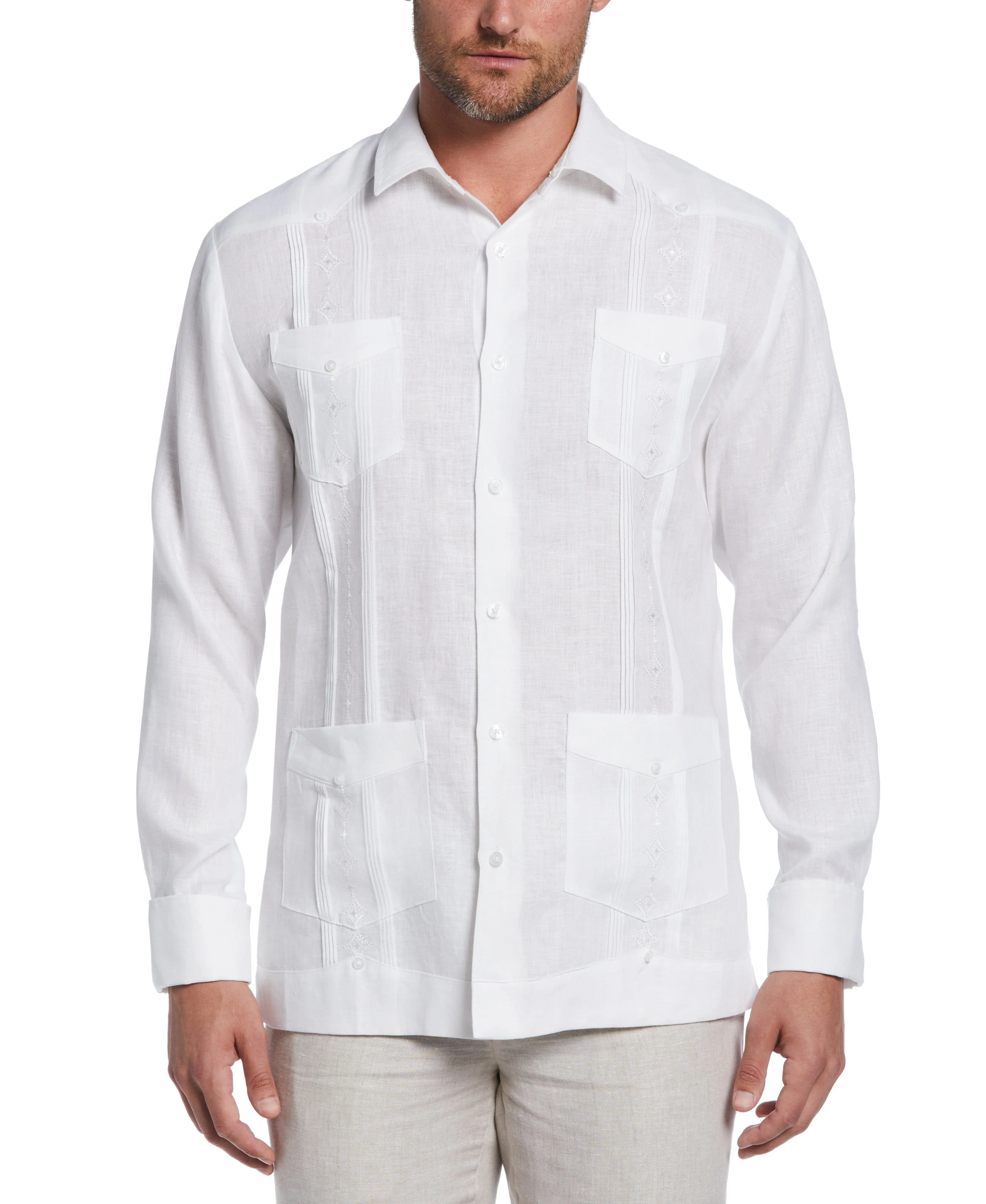 Linen Embroidered French Cuff Guayabera Shirt