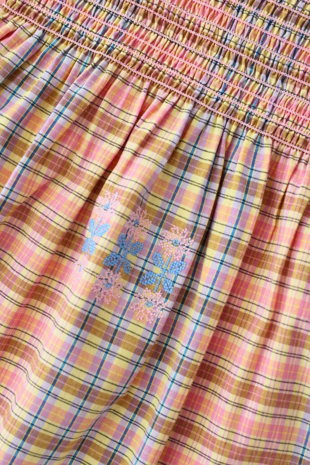 Long Skirt Dress in Rainbow Check by Bonjour Diary