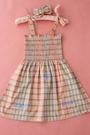Long Skirt Dress in Rainbow Check by Bonjour Diary