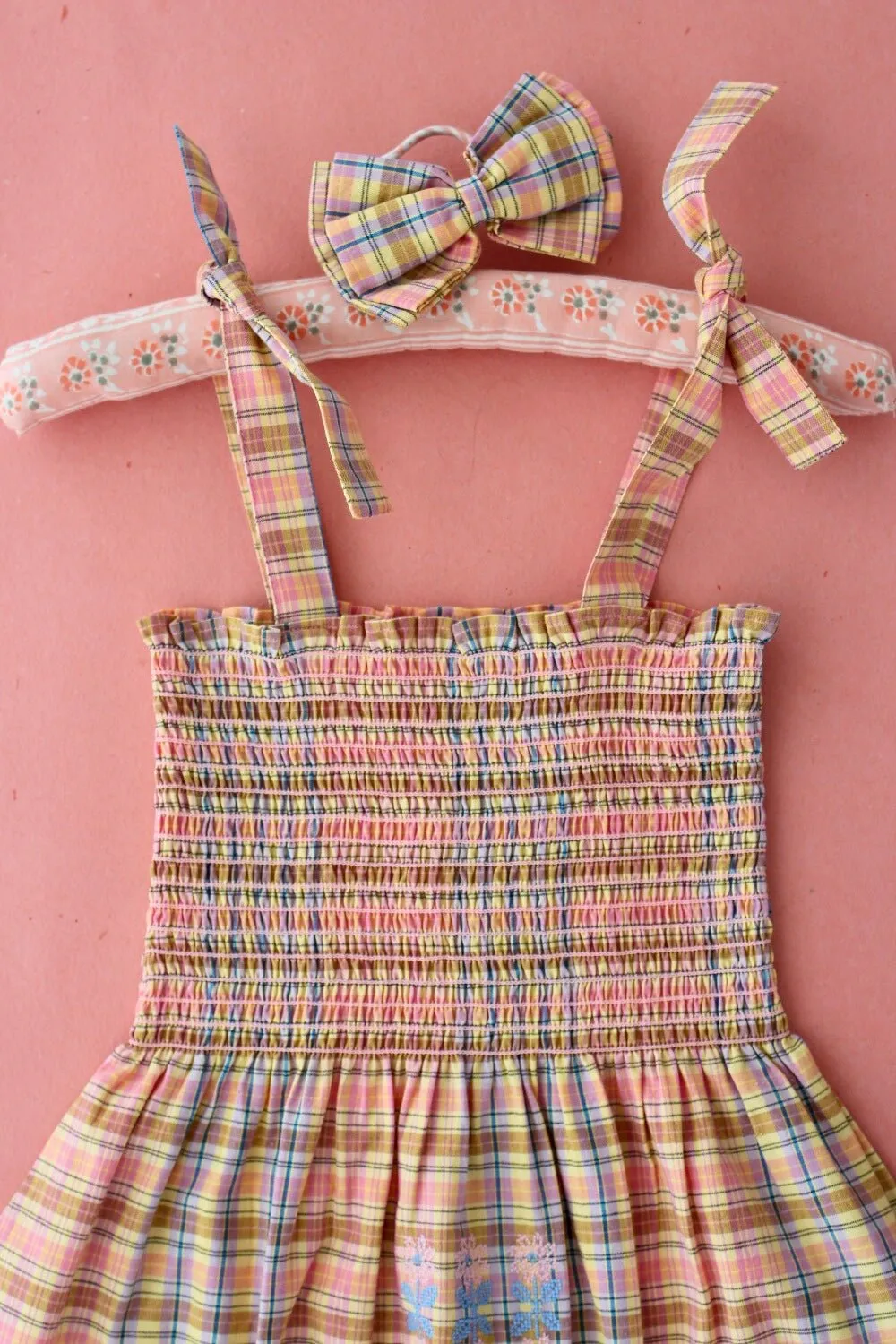 Long Skirt Dress in Rainbow Check by Bonjour Diary