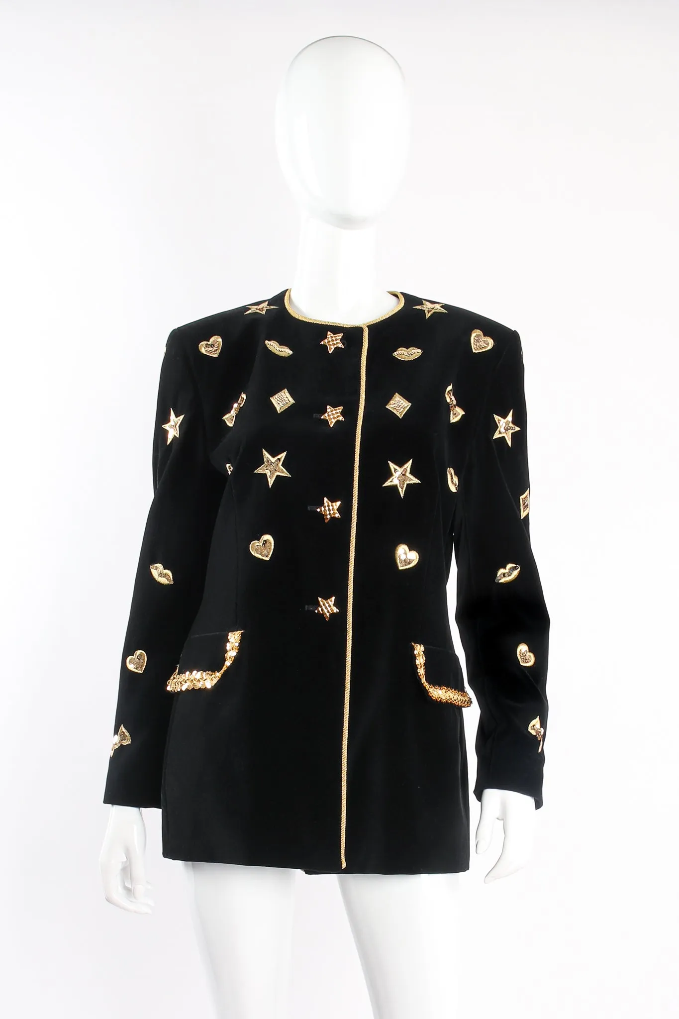 Longline Velvet Star Appliqué Jacket