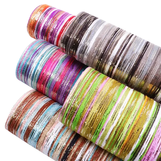 Lurex Stripes ~ Aqua Blue Silver Brown