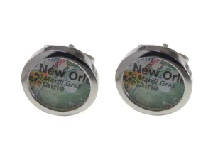Mardi Gras Festival Map Cufflinks