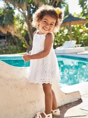 Mayoral  white dress with perforated skirt 02231389