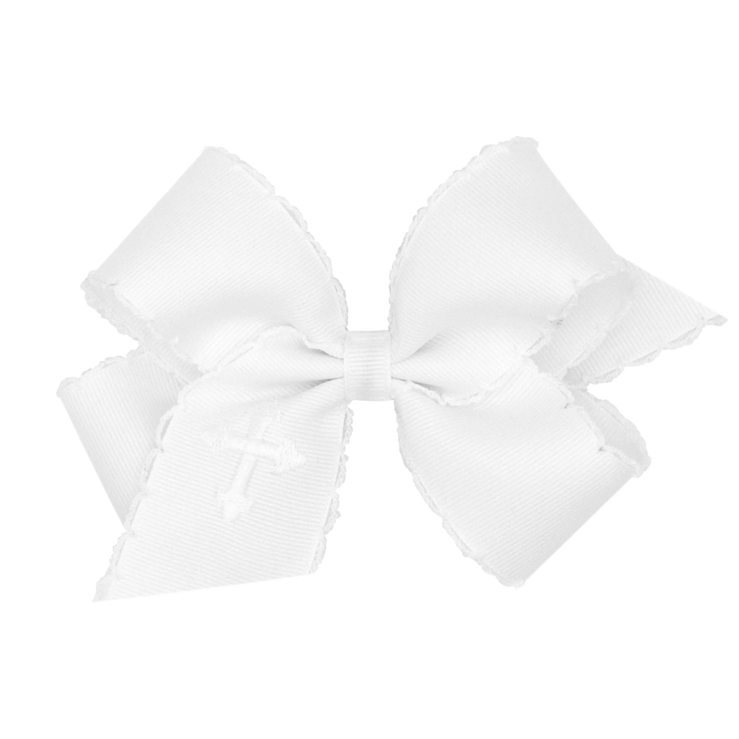 Medium Moonstitch Embroidered Easter Hair Bow on Clippie - Cross