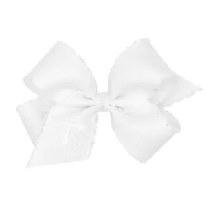 Medium Moonstitch Embroidered Easter Hair Bow on Clippie - Cross