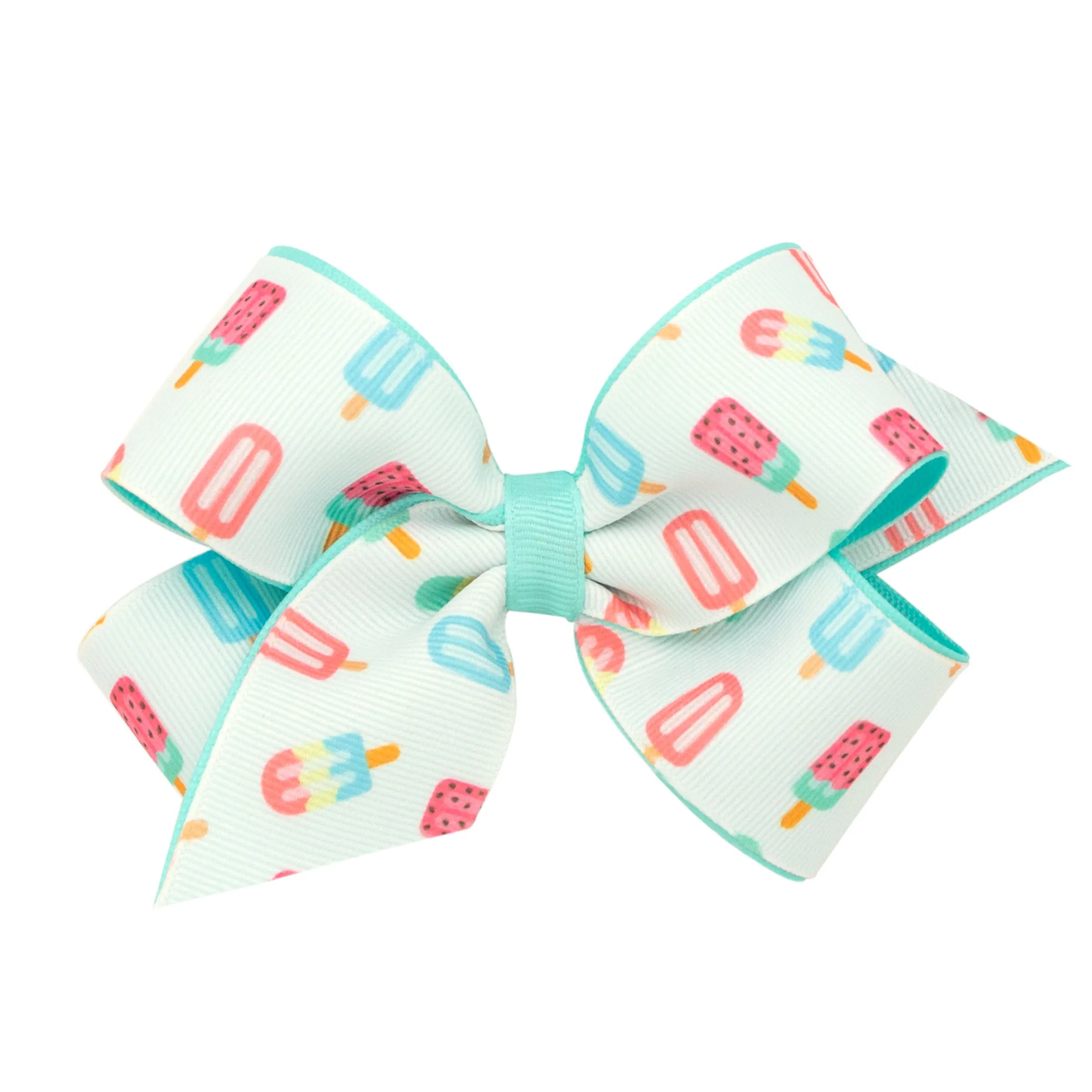Medium Printed Overlay Hair Bow on Clippie - Popsicle