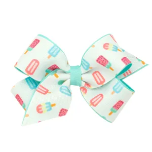 Medium Printed Overlay Hair Bow on Clippie - Popsicle