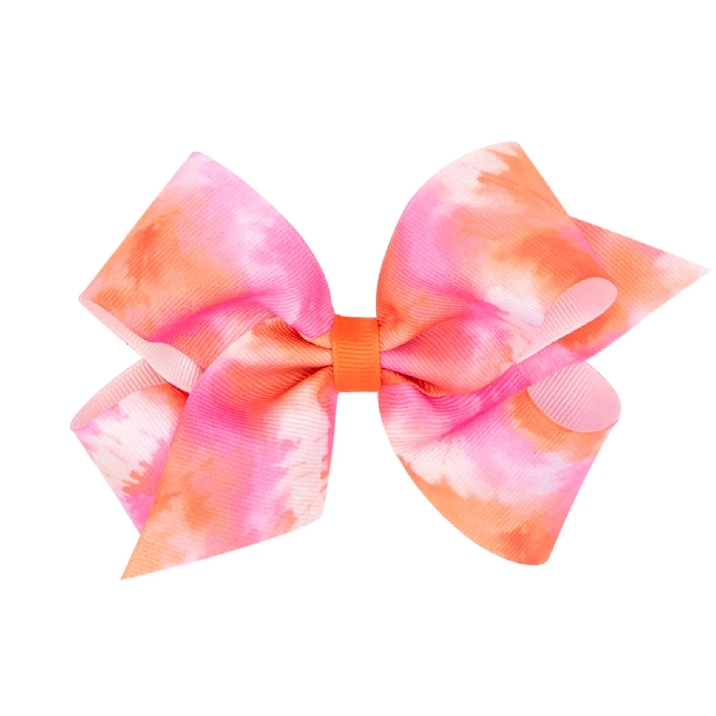 Medium Tie Dye Print Grosgrain Hair Bow on Clippie