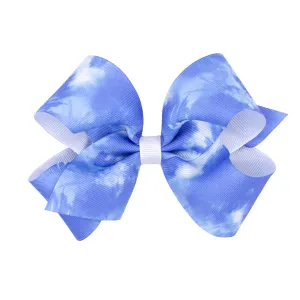 Medium Tie Dye Print Grosgrain Hair Bow on Clippie