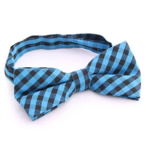 Men's Blue Black Silk Pre-Tied Bow Tie