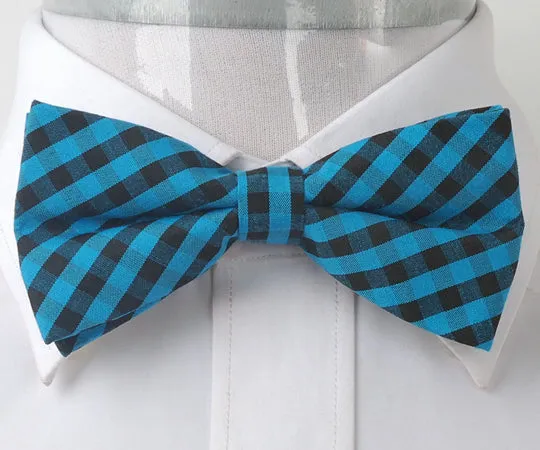 Men's Blue Black Silk Pre-Tied Bow Tie