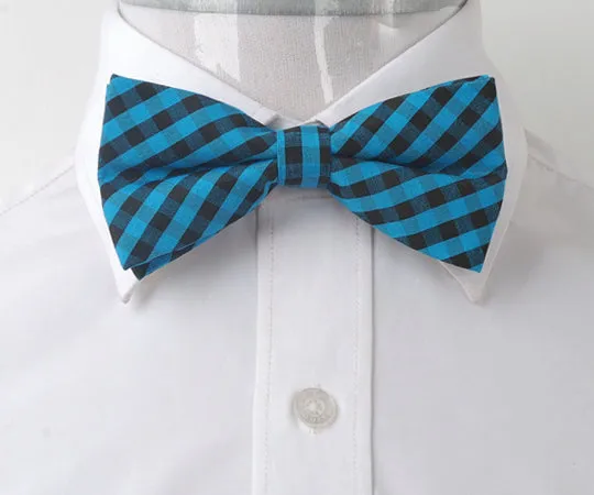 Men's Blue Black Silk Pre-Tied Bow Tie