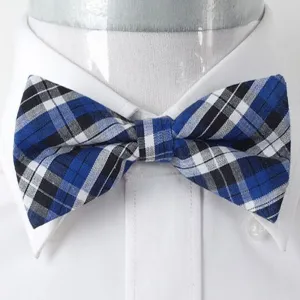 Men's Blue White & Black Silk Pre-Tied Bow Tie