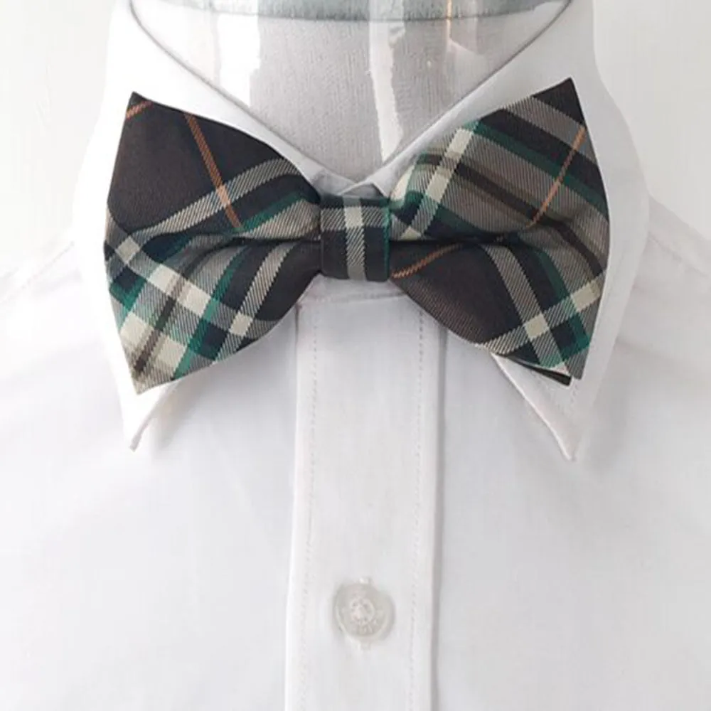 Men's Brown Thick Nova Plaid Silk Pre-Tied Bow Tie