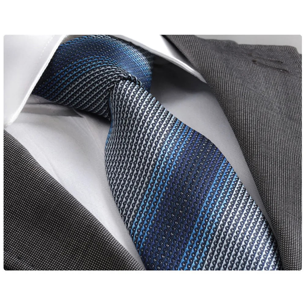 Men's Fashion Blue Shades Tie Silk Neck Ties Gift Box