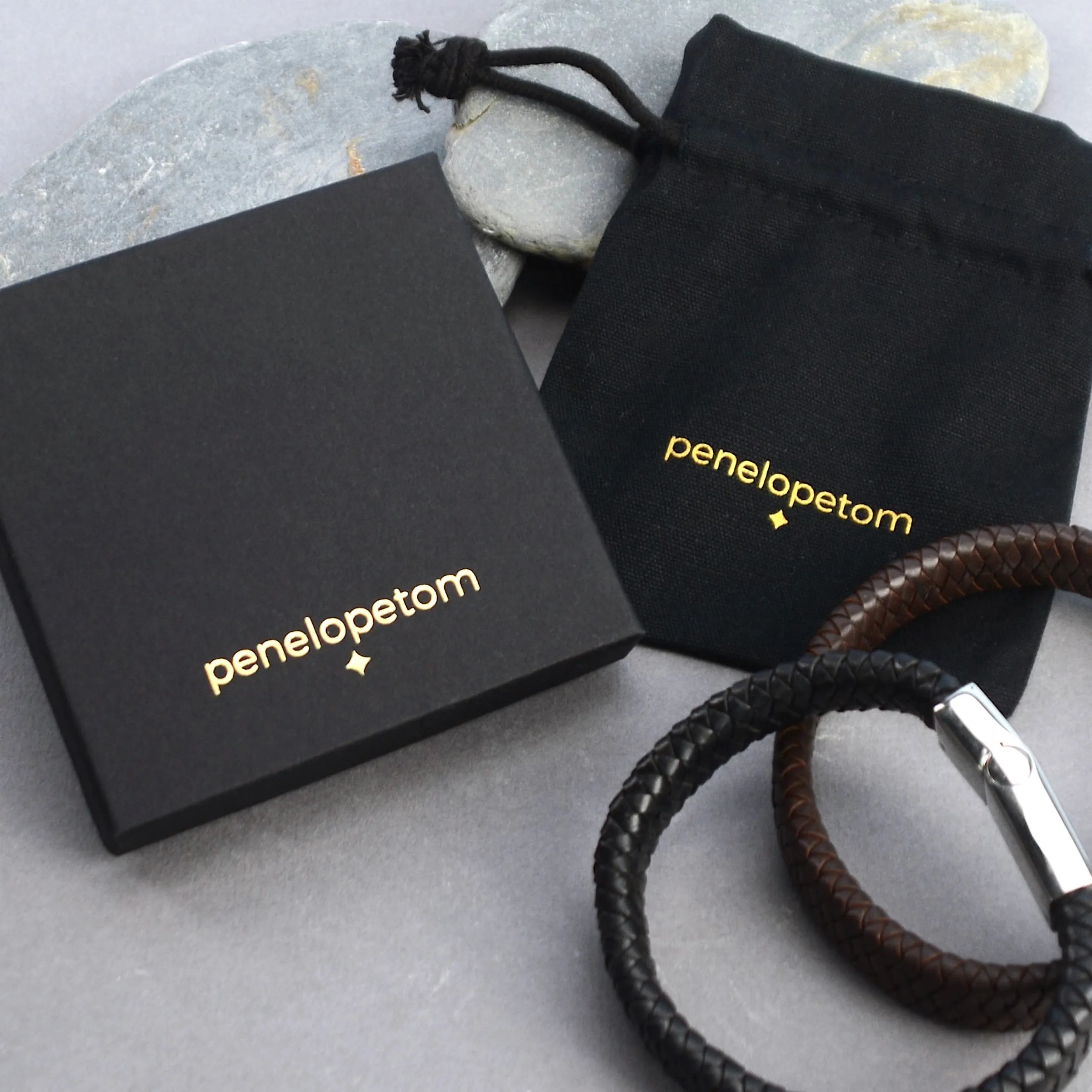 Men's Personalised Double Strand Leather ID Bracelet