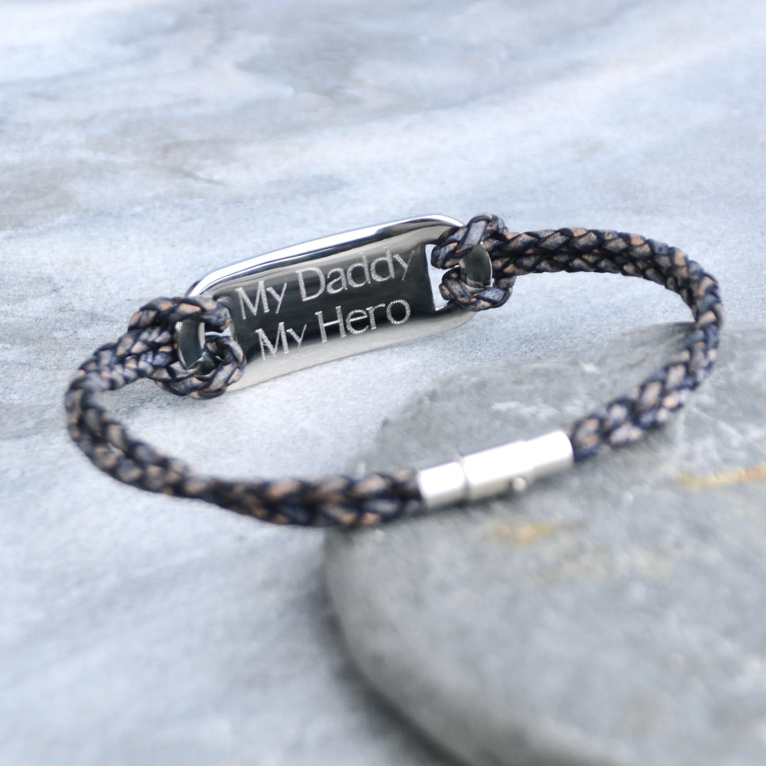 Men's Personalised Double Strand Leather ID Bracelet