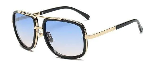 Men's Polarized Sunglasses Big Square Frame Luxury UV400 Retro Sunglasses, Gray