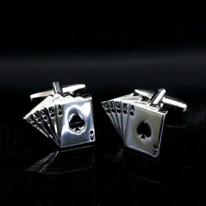 Men's Stainless Steel Cards Cufflinks with Box