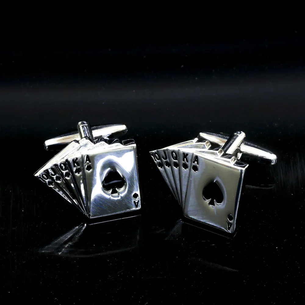 Men's Stainless Steel Cards Cufflinks with Box