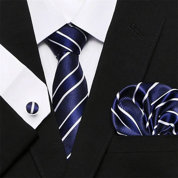 Men`s Tie Silk Red Plaid print Jacquard Woven Tie   Hanky   Cufflinks Sets For Formal Wedding Business Party Free Postage