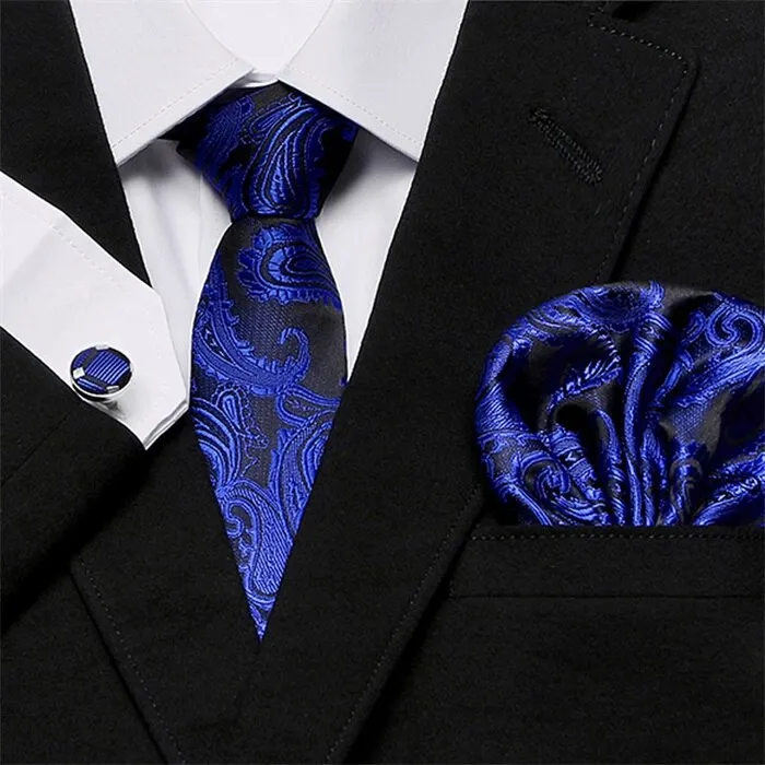 Men`s Tie Silk Red Plaid print Jacquard Woven Tie   Hanky   Cufflinks Sets For Formal Wedding Business Party Free Postage
