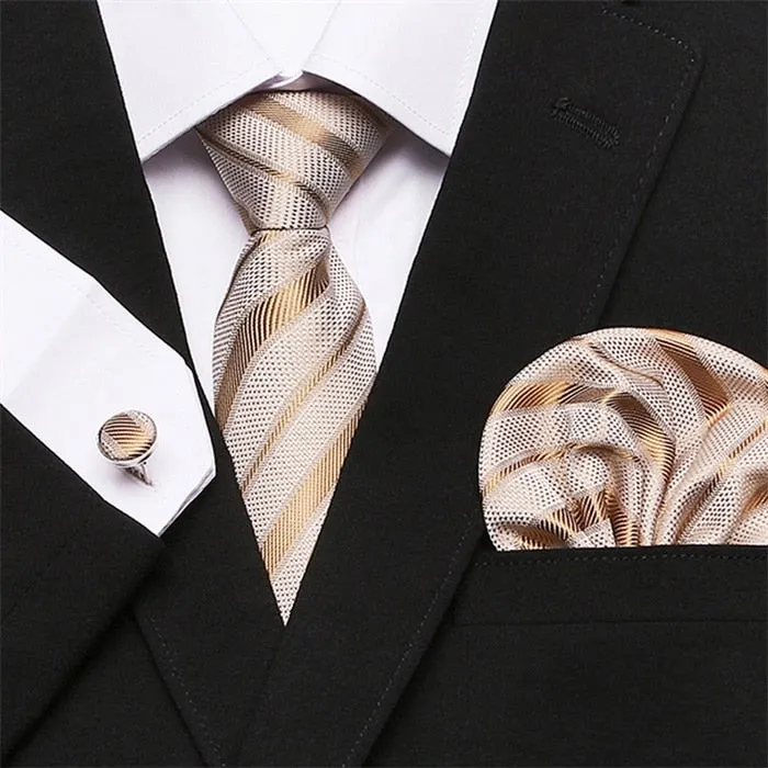Men`s Tie Silk Red Plaid print Jacquard Woven Tie   Hanky   Cufflinks Sets For Formal Wedding Business Party Free Postage