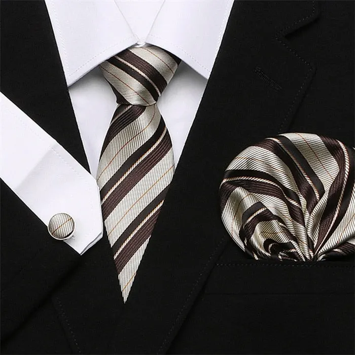 Men`s Tie Silk Red Plaid print Jacquard Woven Tie   Hanky   Cufflinks Sets For Formal Wedding Business Party Free Postage