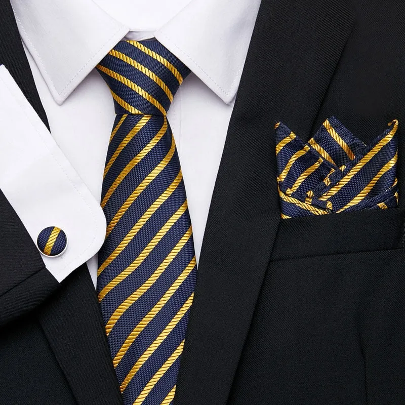 Men`s Tie Silk Red Plaid print Jacquard Woven Tie   Hanky   Cufflinks Sets For Formal Wedding Business Party Free Postage