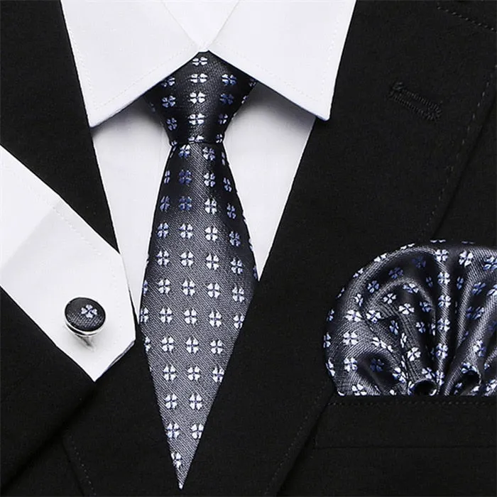 Men`s Tie Silk Red Plaid print Jacquard Woven Tie   Hanky   Cufflinks Sets For Formal Wedding Business Party Free Postage