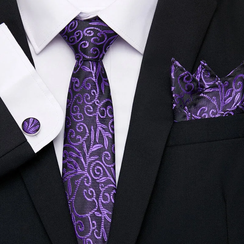 Men`s Tie Silk Red Plaid print Jacquard Woven Tie   Hanky   Cufflinks Sets For Formal Wedding Business Party Free Postage