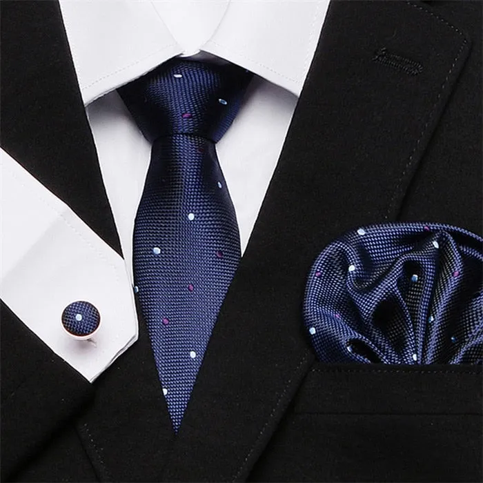 Men`s Tie Silk Red Plaid print Jacquard Woven Tie   Hanky   Cufflinks Sets For Formal Wedding Business Party Free Postage