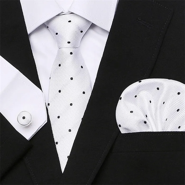 Men`s Tie Silk Red Plaid print Jacquard Woven Tie   Hanky   Cufflinks Sets For Formal Wedding Business Party Free Postage