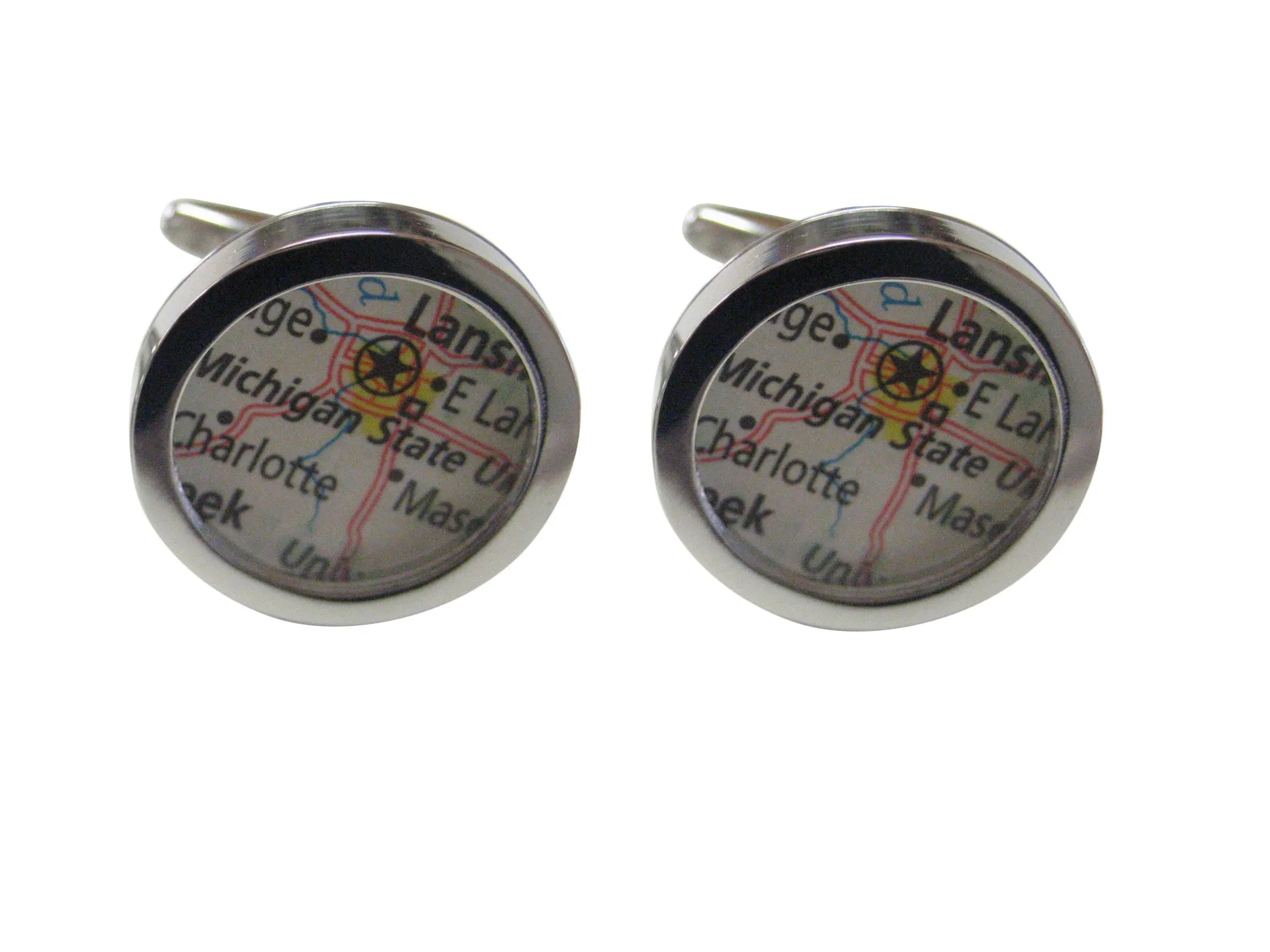 Michigan State University Map Cufflinks