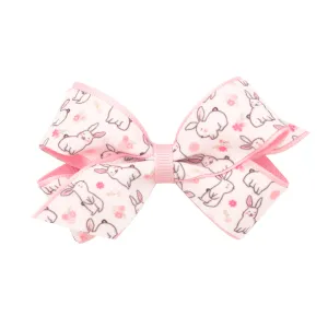 Mini Bunny Print Overlay Hair Bow on Clippie