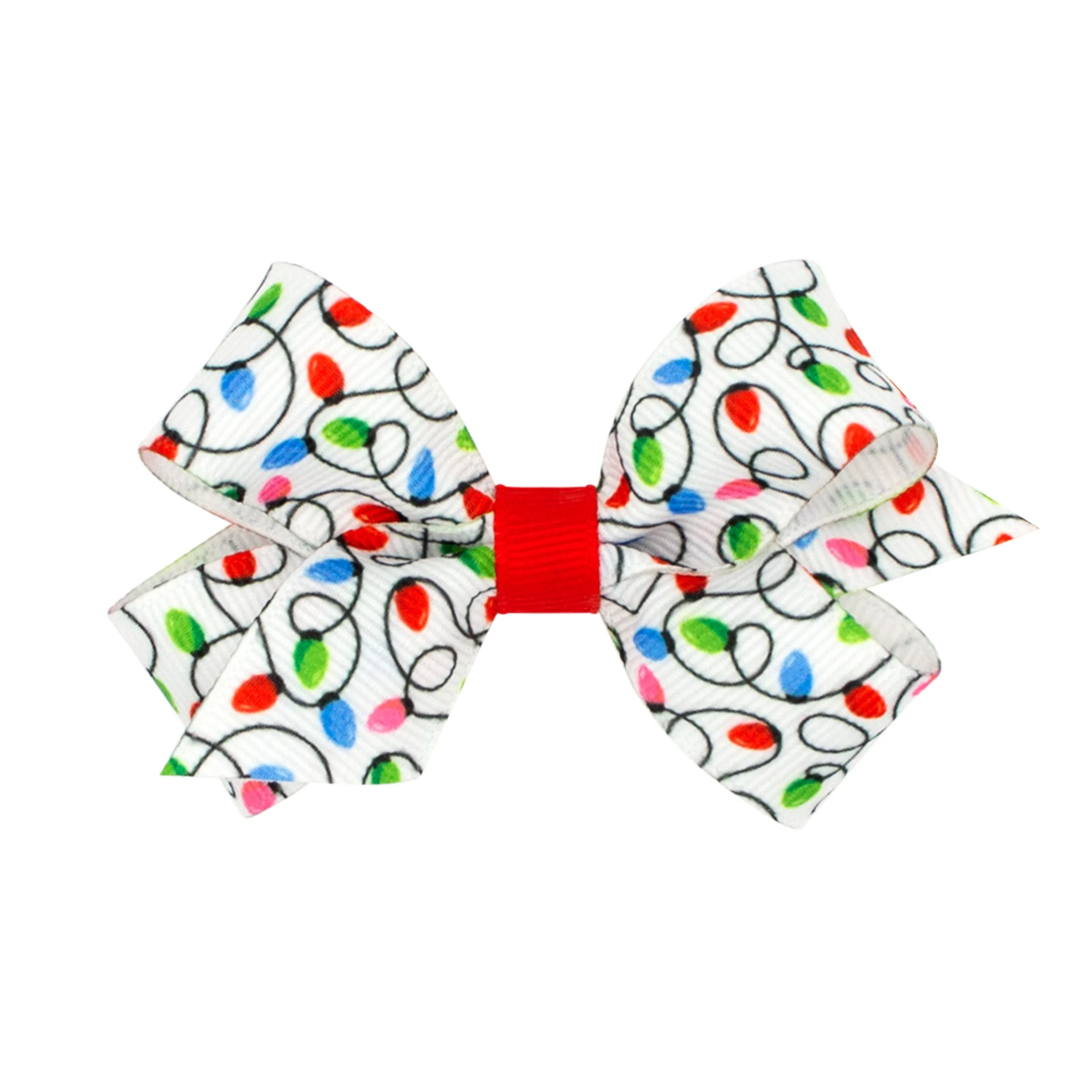 Mini Pink Theme Christmas Grosgrain Printed Hair Bow on Clippie