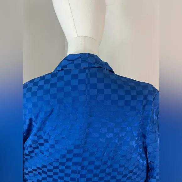 NastyGal Blue Checkered Blazer