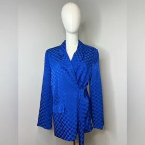 NastyGal Blue Checkered Blazer