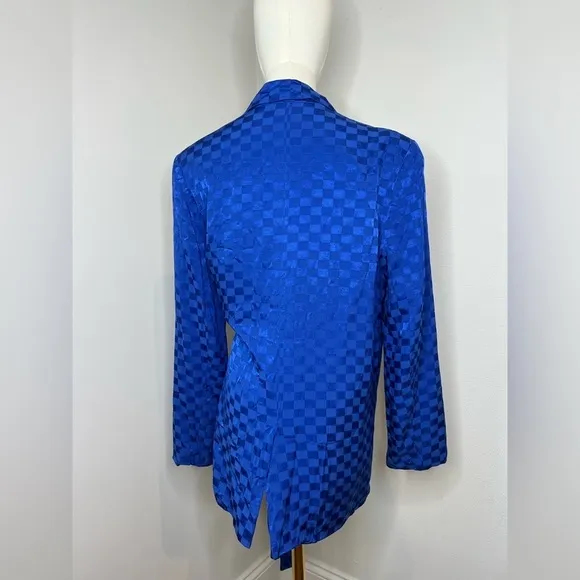 NastyGal Blue Checkered Blazer