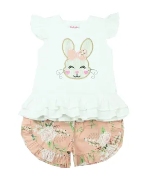 Natalie Grant Applique Bunny Girls Short Set