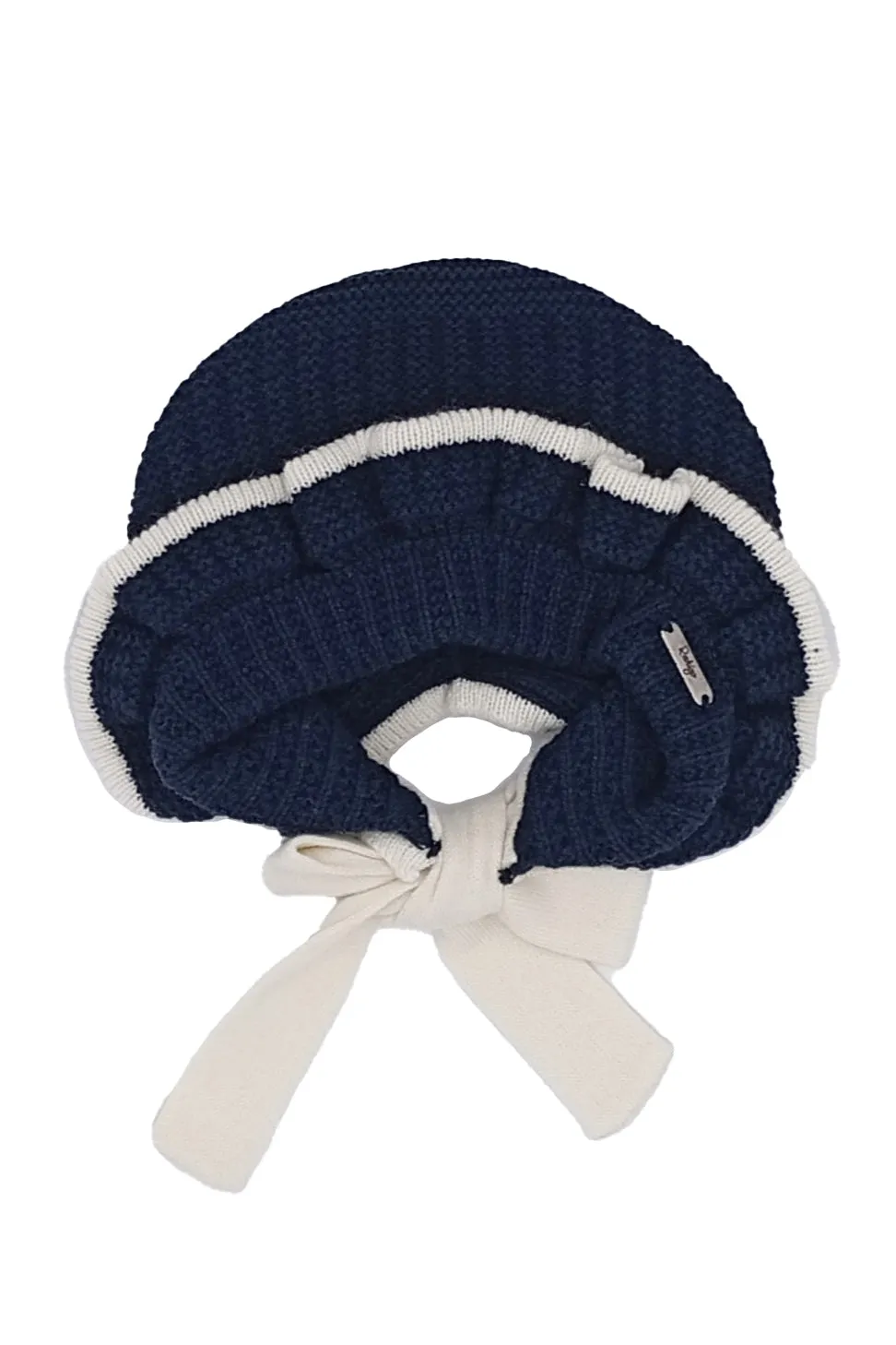Navy & Cream Knit Bonnet